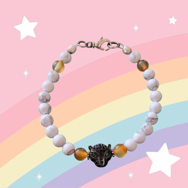 Orange Agate Girls Cat Bracelet