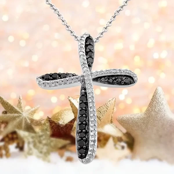 LJCN56 Black & Clear Cross Necklace