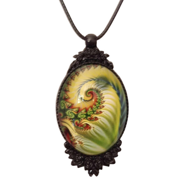 LJCN45 Green Swirl Oval Necklace