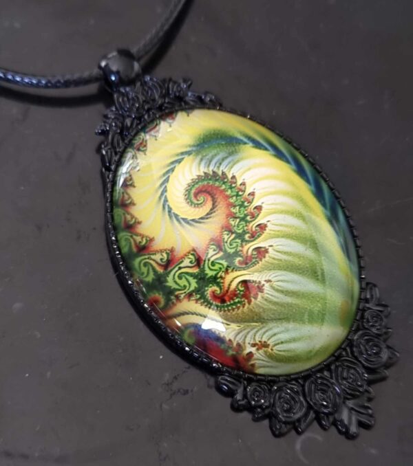 LJCN45 Green Swirl Oval Necklace - Image 2