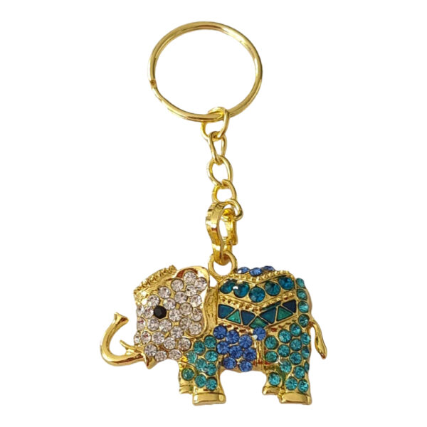 LJG Blue Crystal Elephant Keyring