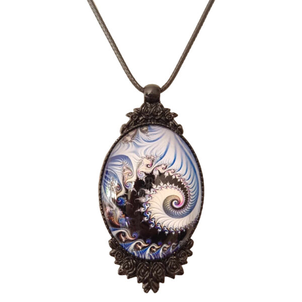 LJCN81 Grey Swirl Oval Necklace