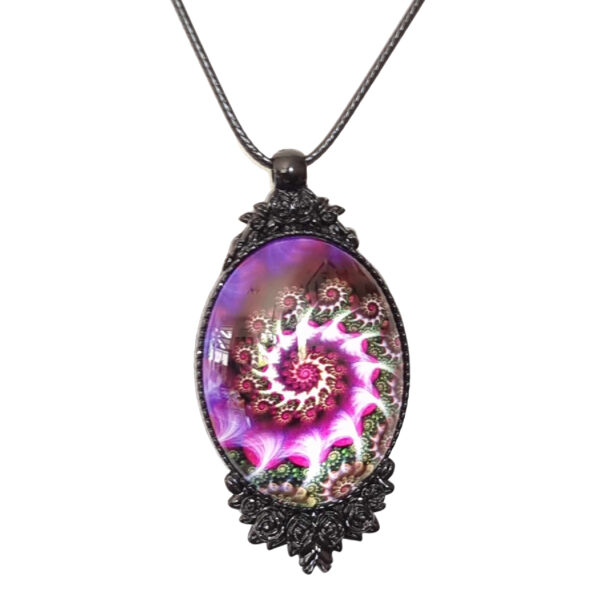 LJCN67 Purple Swirl Oval Necklace