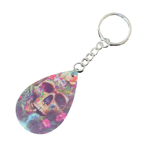 LJK4 Pink Flower Skull Keyring