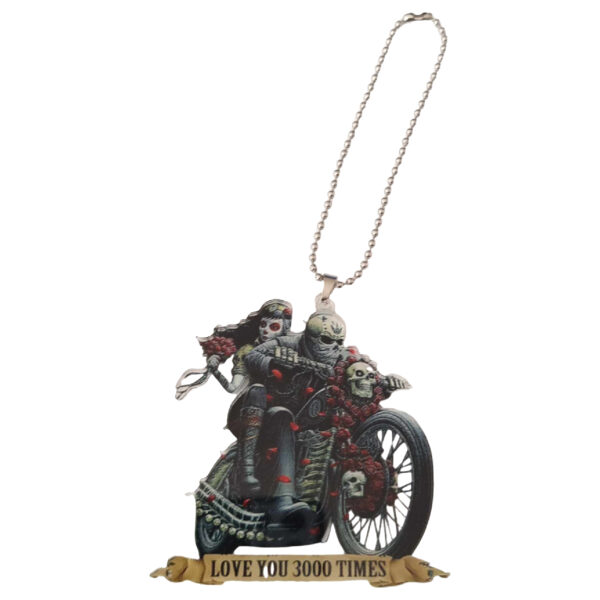 LJK7 Gothic Skeleton on Bike Keyring