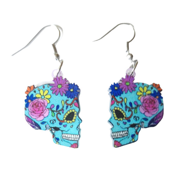 LJGJ34 Blue Skull Earrings