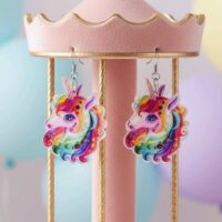 LJCE65 Rainbow Unicorn Earrings