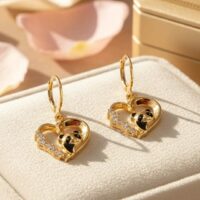 LJCE35 Hanging In Heart Panda Earrings