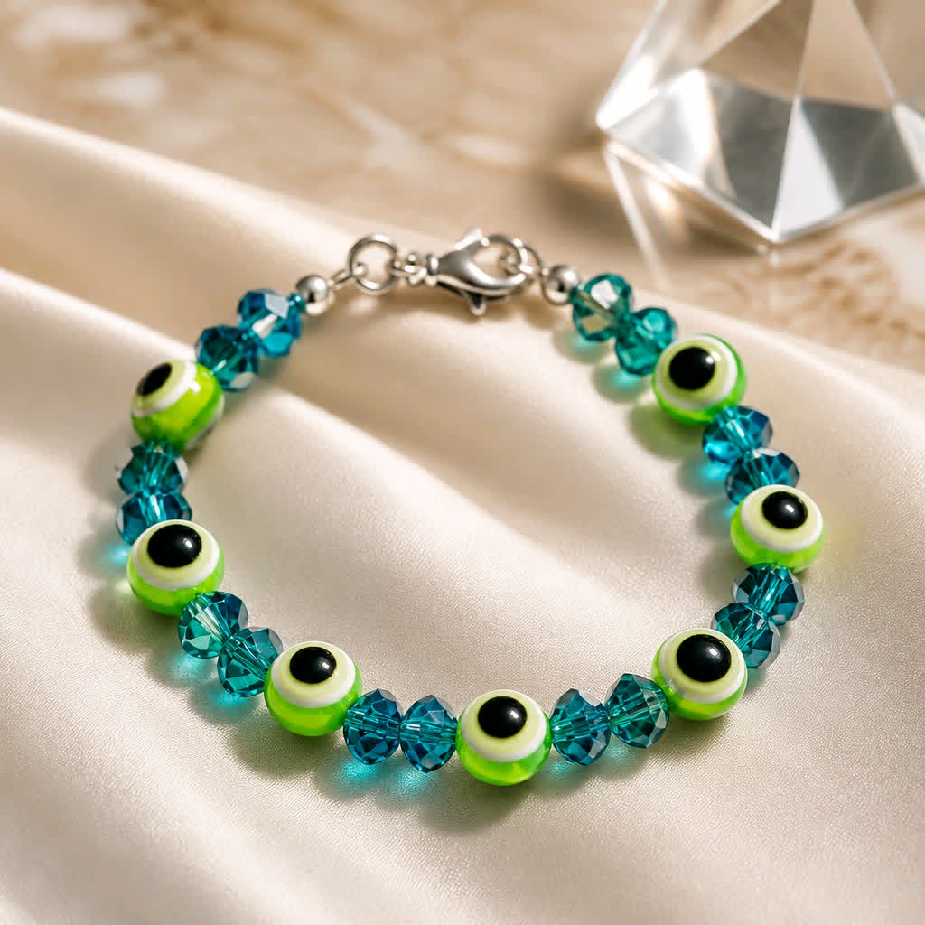 LJGB479 Green Evil Eye Beaded Bracelet