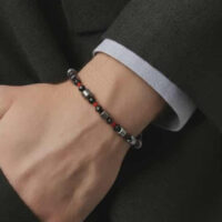 LJGB5566 Men's Black & Red Bracelet.