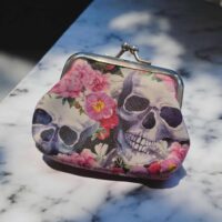 LJP4 Pink Flower Skull Purse