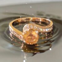 LJPR46 Yellow Glass Crystal Ring