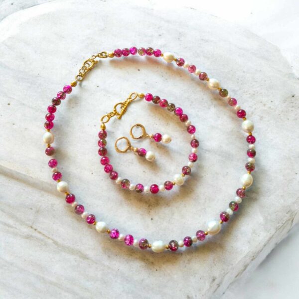 LJGS4567 Agate & Fresh Water Pearl Set