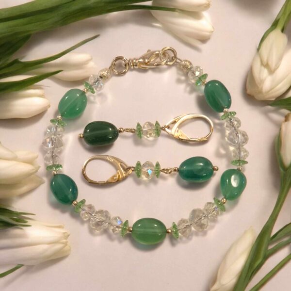 LJGS789 Tourmaline & Crystal Bracelet Set