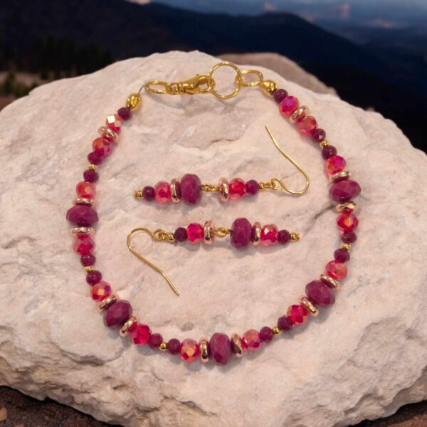 LJGS45670 Ruby & Crystal Bracelet Set