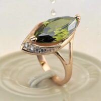 LJPR77 Green Glass Crystal Ring