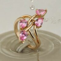 LJPR4567 Pink Glass Crystal Tear Ring