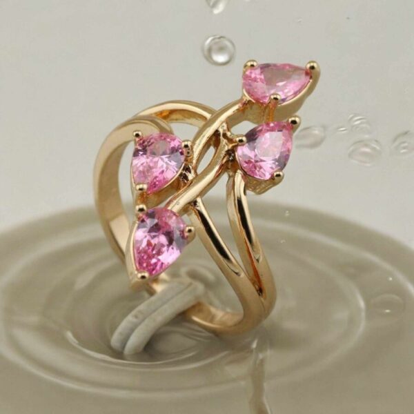 LJPR4567 Pink Glass Crystal Tear Ring