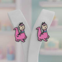 LJCE7889 Pink Dino Stud Earrings