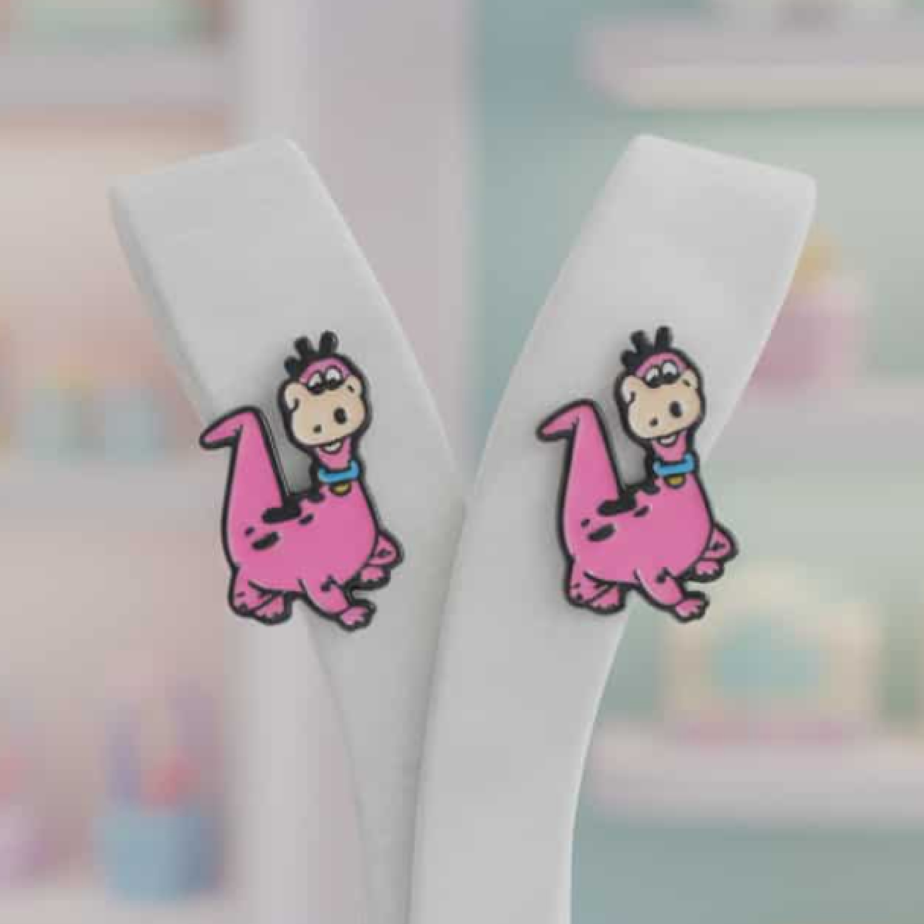 LJCE7889 Pink Dino Stud Earrings