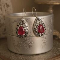 LJCE714 Red Tear Drop Earrings