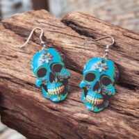 LJGJ43 Blue Skull Earrings