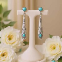 LJCE78 Silver Coloured Teardrop Earrings