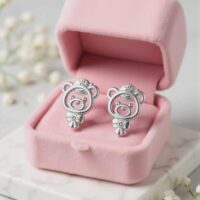 LJCE72 Silver Plated Teddy Stud Earrings