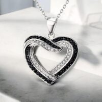 LJCN456 Costume Black & White Heart Necklace