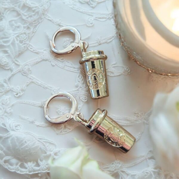 LJCE668 Silver Coloured Coffee Mug Earrings