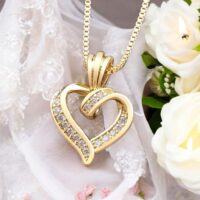 LJCN54 Gold Coloured Heart Necklace