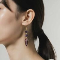 LJGE496 Garnet Coffin Drop Earrings