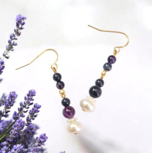 LJGE456 Amethyst & Pearl Drops