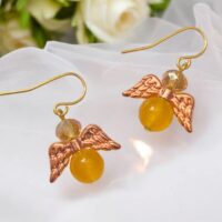 LJGE400 Yellow Jade Angel Earrings