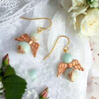 LJGE592 Blue Sandstone Angel Earrings
