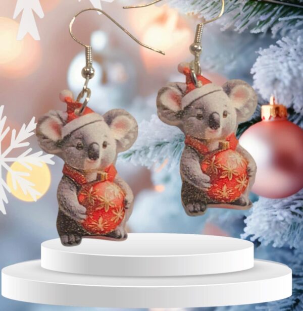 LJCHG4 Christmas Koala Earrings
