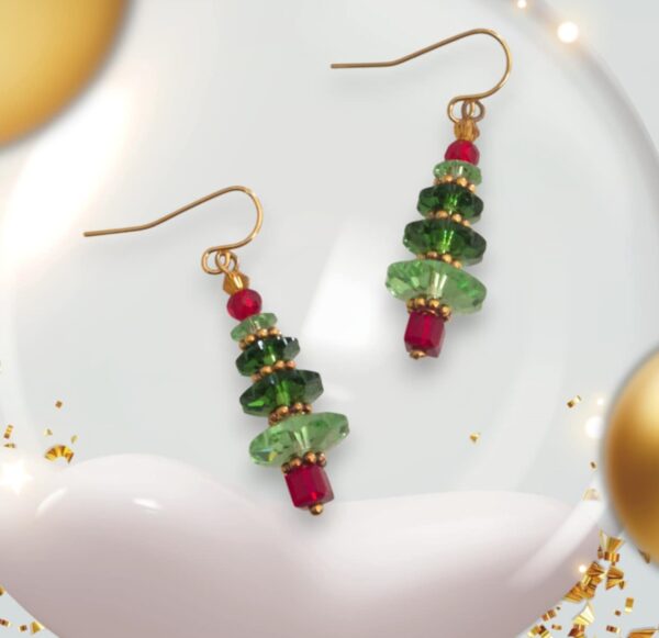LJCg444 Medium Christmas Tree Earrings