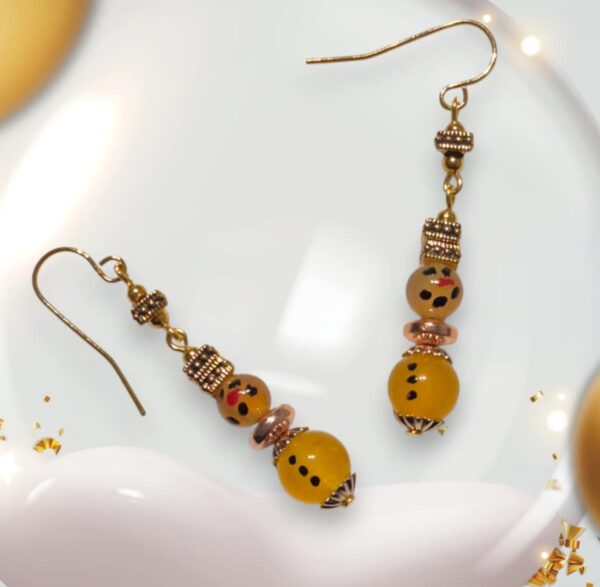 LJCG22 Yellow Snowman Earrings