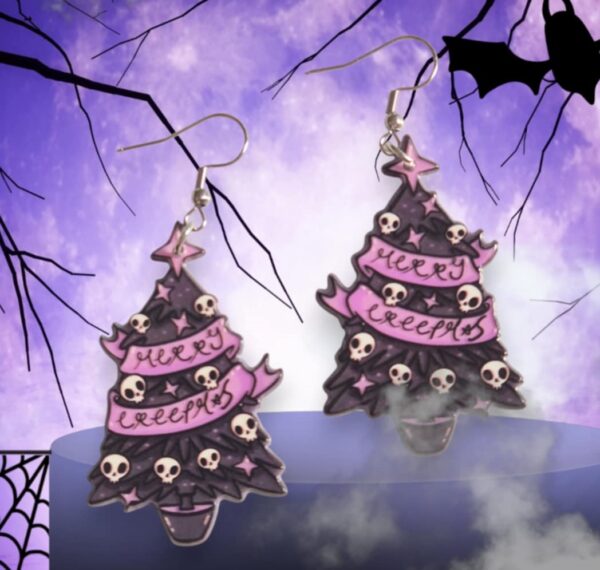 LJCG11 Skull Christmas Tree Earrings
