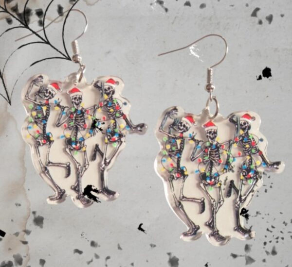 LJCG43 Christmas Dancing Skeleton Earrings