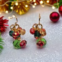 LJCG87 Multi Coloured Glass Crystal Drop Earrings