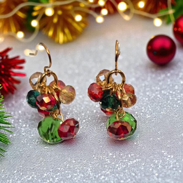 LJCG87 Multi Coloured Glass Crystal Drop Earrings