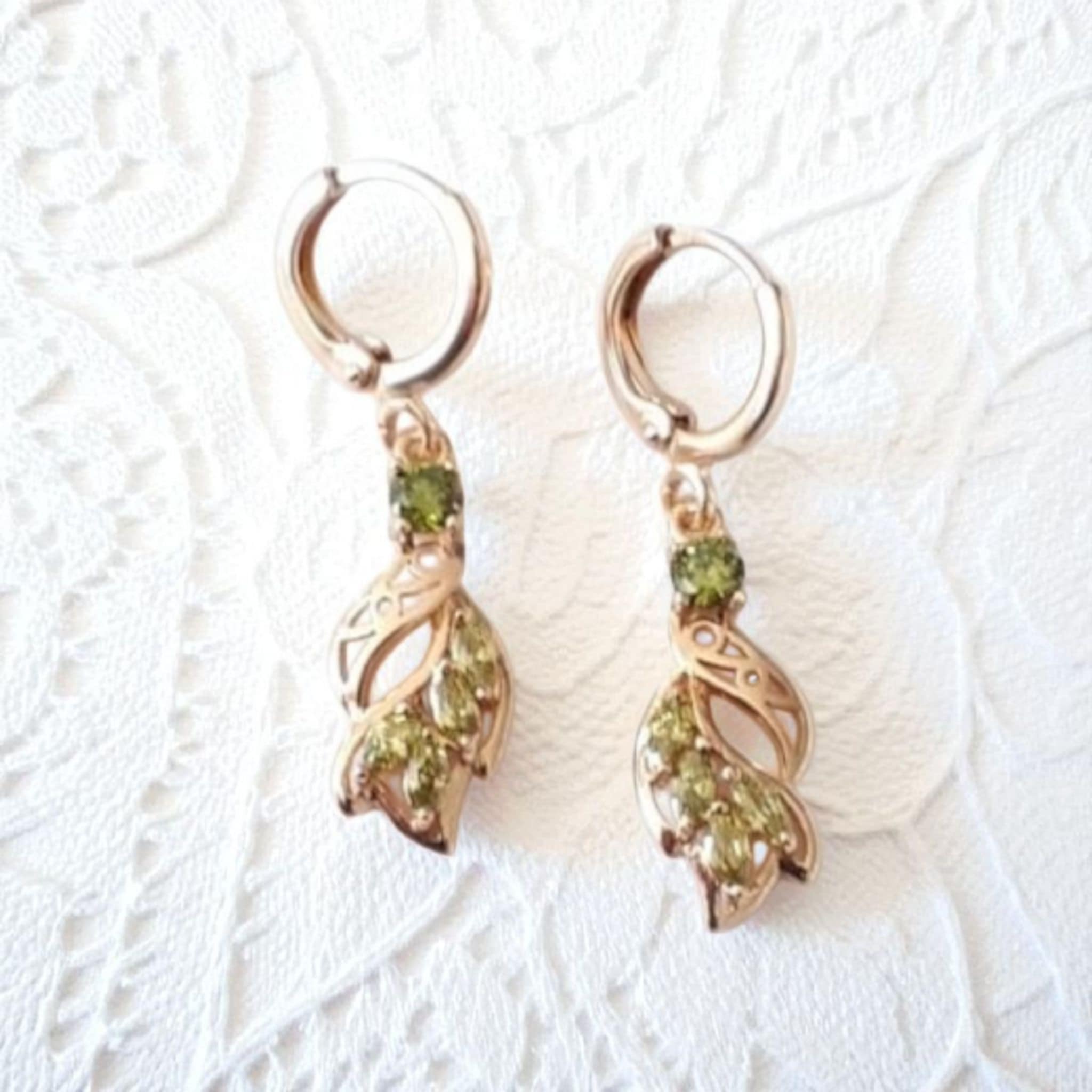 LJGPE20 Gold Plated Drop Leaf Earrings