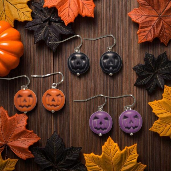 LJH8 3 Pairs Pumpkin Earrings