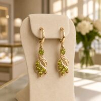 LJGPE20 Gold Plated Drop Leaf Earrings