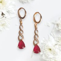 LJGPJ15 Red Tear Drop Earrings