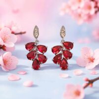 LJGPJ399 Red Teardrop Drop Earrings
