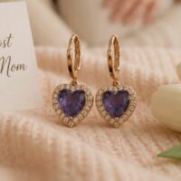 LJGPJ23 Purple Heart Drop Earrings