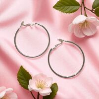 LJCE200 Silver Coloured Hoop Earrings