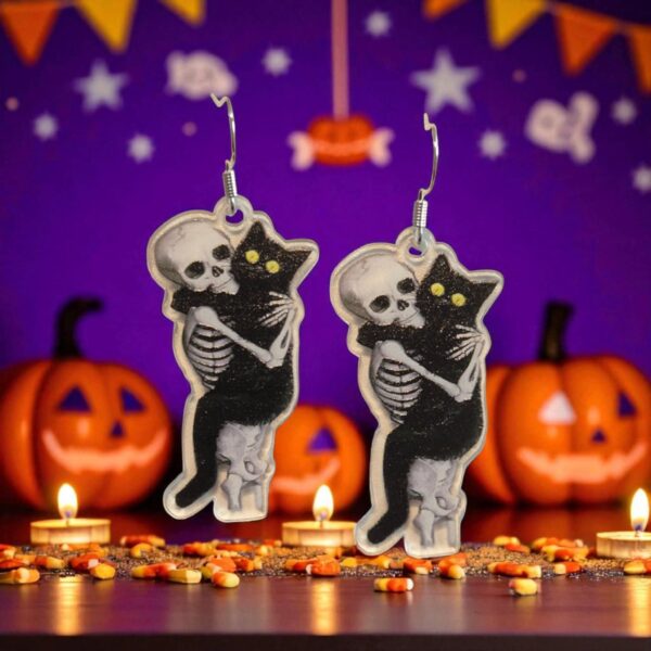 LJHG88 Skull & Cat Earrings